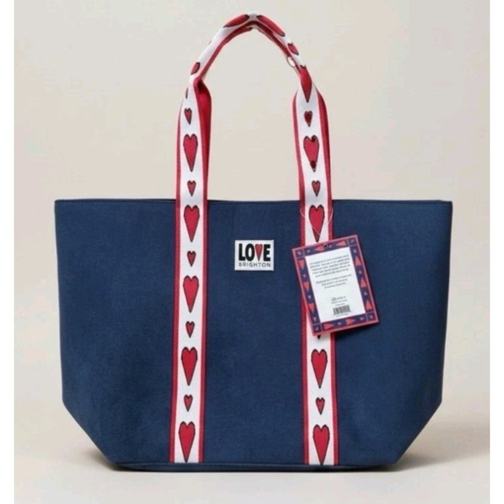 Brighton 2025 Velveteen Love Tote Blue With Hearts Limited Edition NWT